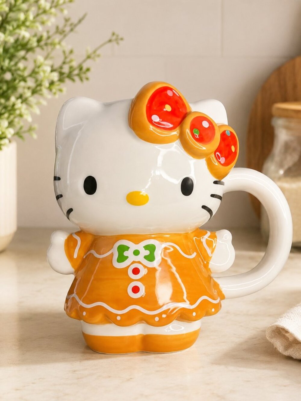Hello Kitty Gingerbread Holiday Ceramic Mug Sanrio NWT